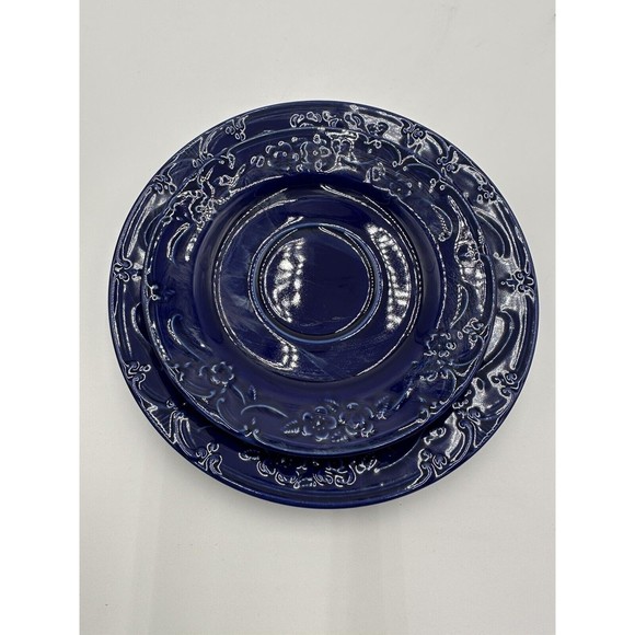 RARE & BEAUTIFUL COBALT CUP SAUCER Plate WBACH WAECHTERSBACH ANGELICA PATTERN - Picture 5 of 9